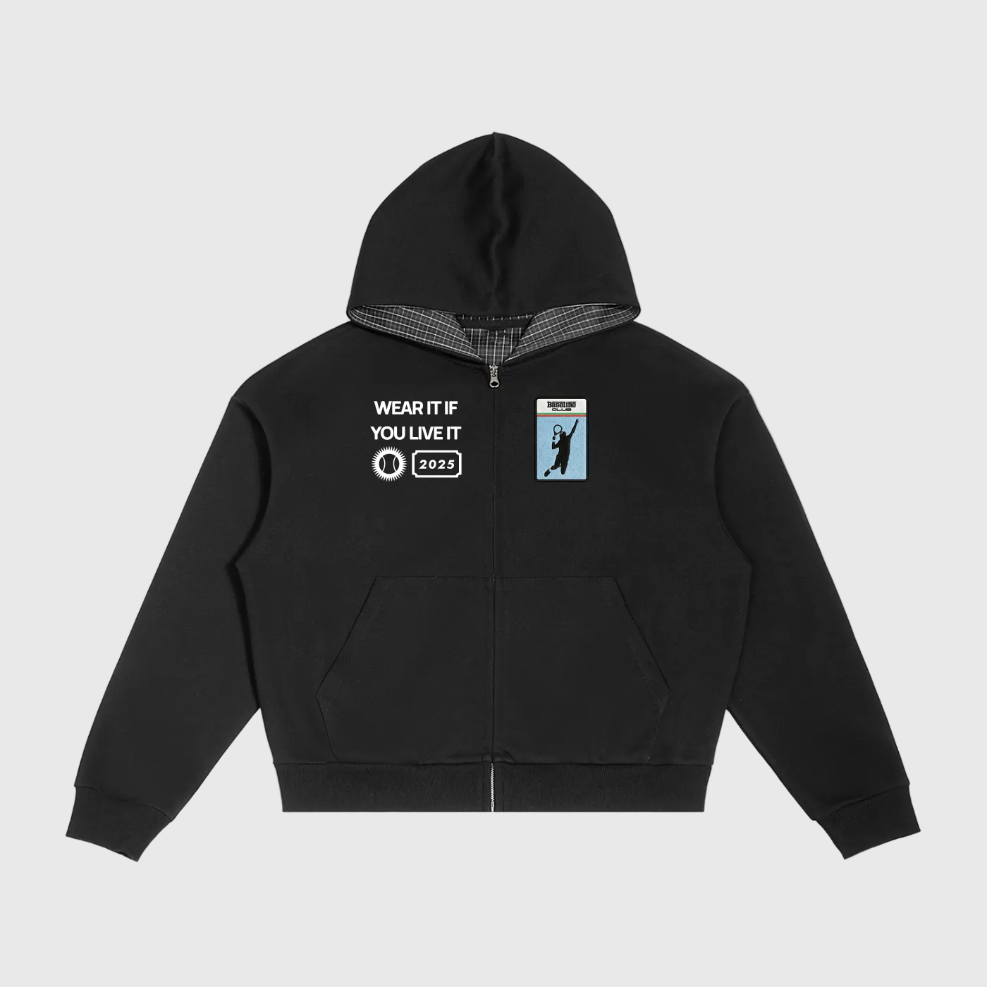 Plaid Boxy Zip Hoodie