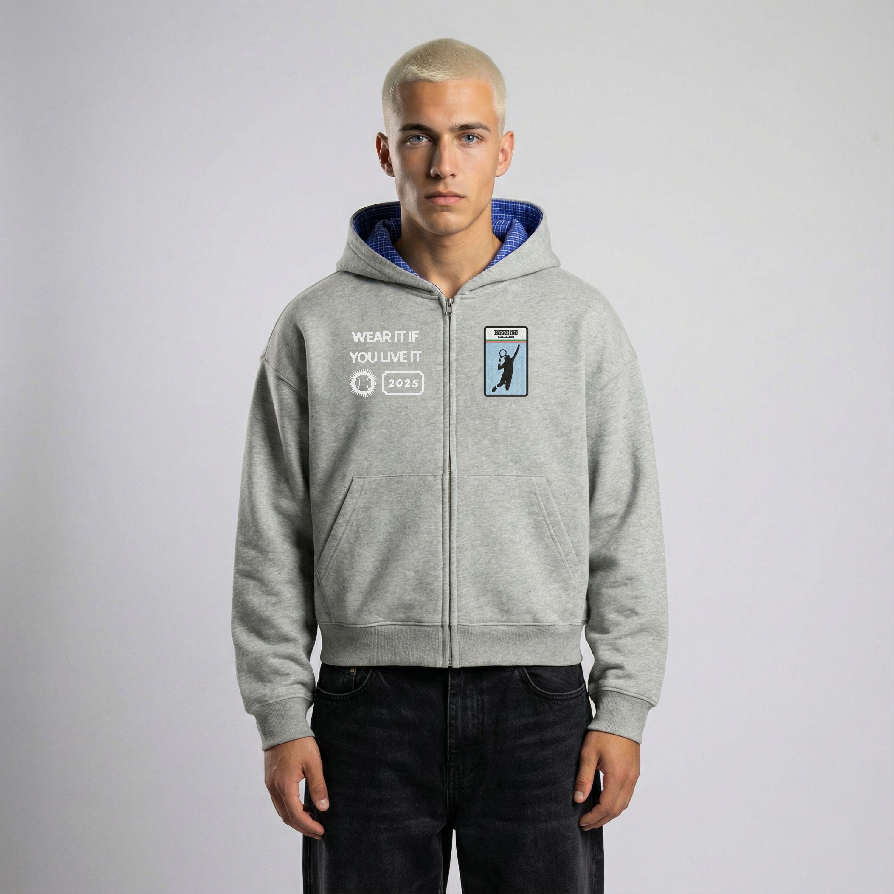 Plaid Boxy Zip Hoodie