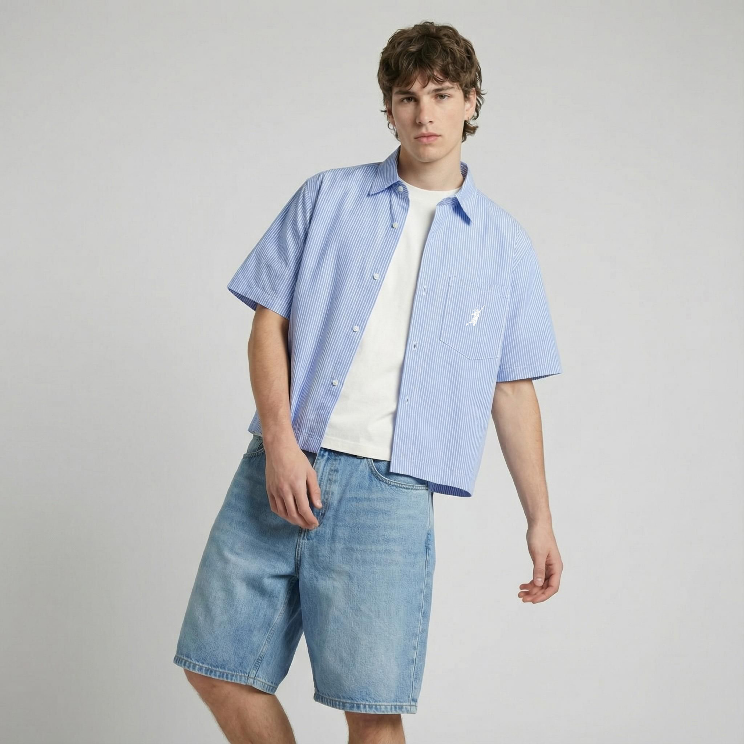 Vertical Stripe Boxy Shirt